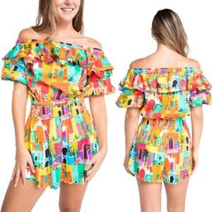 NEW Alden Adair Off The Shoulder Sarah Top Casablanca Multicolor Size: Medium